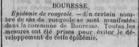 Article sur l`épidémie de rougeole ou suette miliaire à Bouresse avril-mai 1926