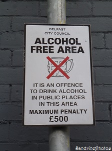 Belfast, Irlande du nord-Northern Ireland-Alcohol free area, Zone d`interdiction de consommer de l`alcool, 2014