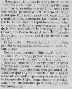 Fête nationale à Bouresse, juillet 1887 -La Semaine-L`avenir de la Vienne, article écrit dans la presses locale du Poitou - Archives Départementales 86 (2)