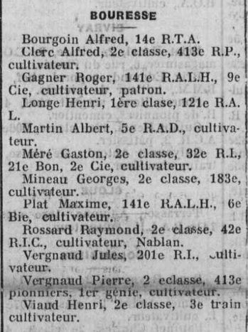 Liste des prisonniers de guerre de Bouresse - Centre National d`information sur les prisonniers de guerre, 22 décembre 1940 - La Semaine AD86 p.81