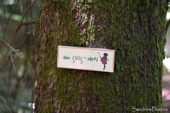 Sentier de l`Enfant sauvage, Lacaune, Panneau directionnel Suis-moi (4)