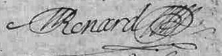 Signature d`Antoine Renard 1694, Bouresse, Poitou-Charentes, 86