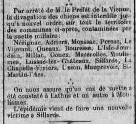 Suette miliaire dans l`arrondissement de Montmorillon, dernier article, 27 juin 1926 7ème partie