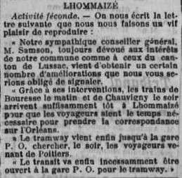 Trains départementaux, Ligne Châtellerault-Bouresse dans la Vienne, Première Guerre Mondiale, 1922 - 1933 (4)